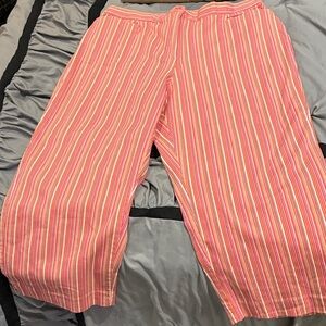 JM Collection Petite Coral and White Striped Pants